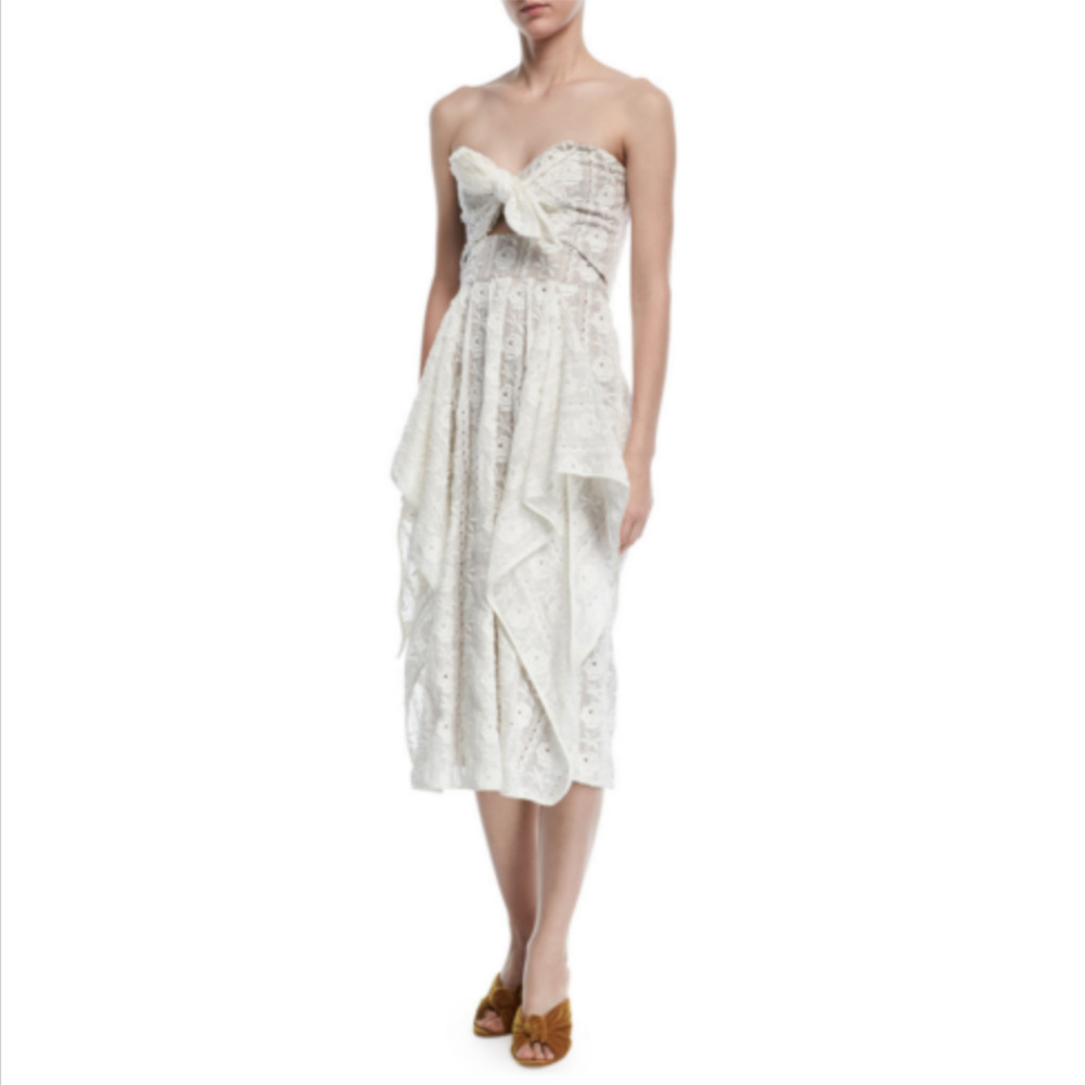 Alas De Angel Strapless Bustier Eyelet Lace Dress